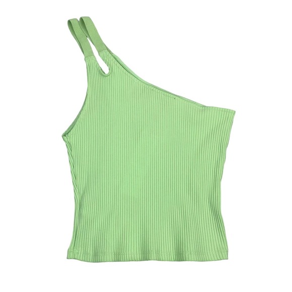 NWT LOTTO X ZARA One Shoulder Top Sz Medium Mint Lime - Picture 8 of 8